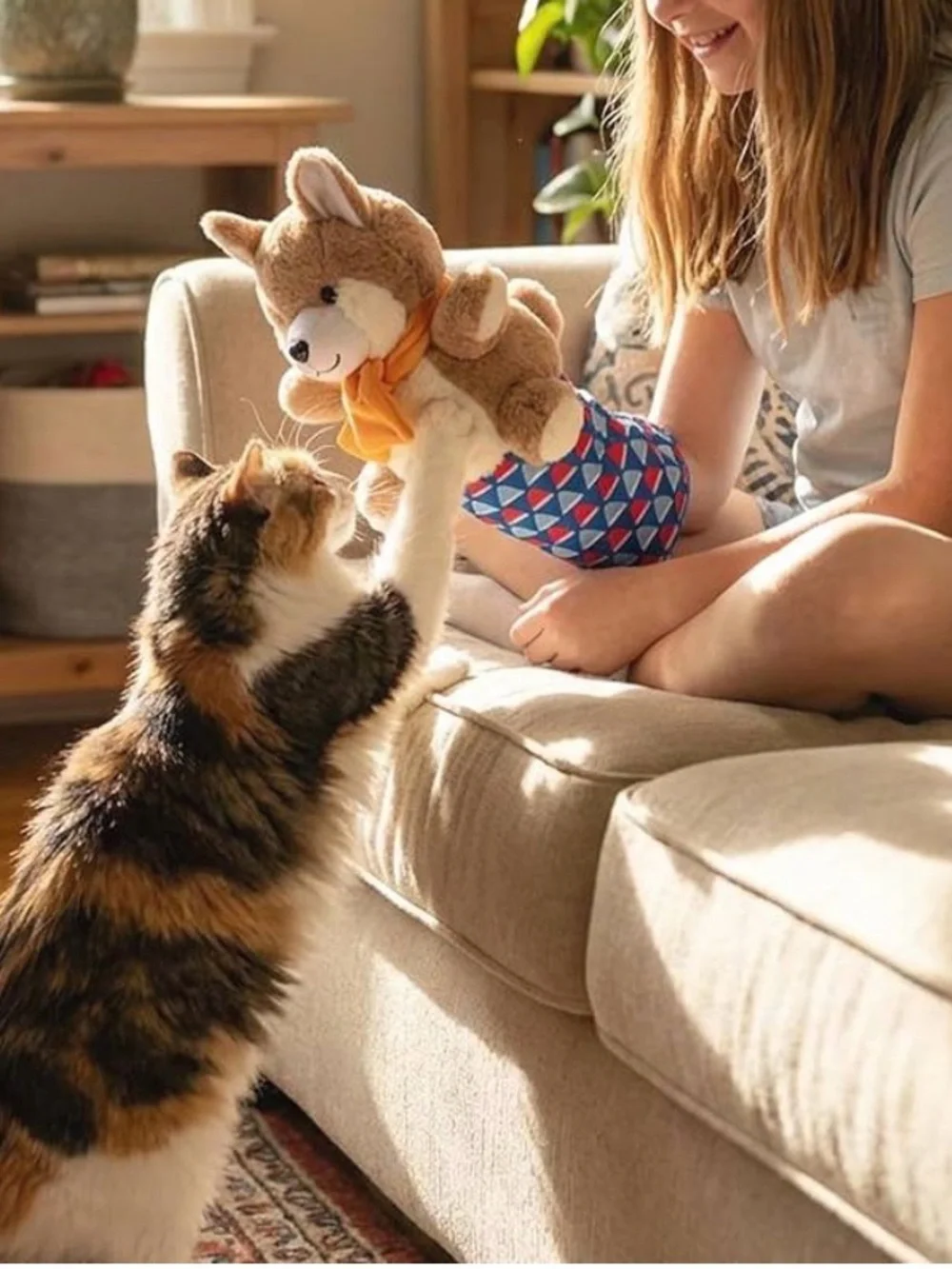 New Cat Wrestling Glove Toy Karate Kitty Puppet with Built-in Catnip Cat Toy